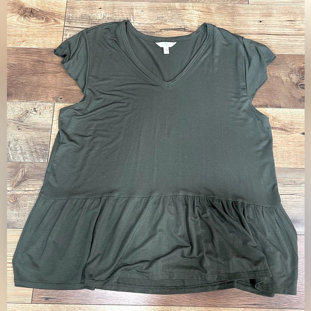 Green V-Neck Top